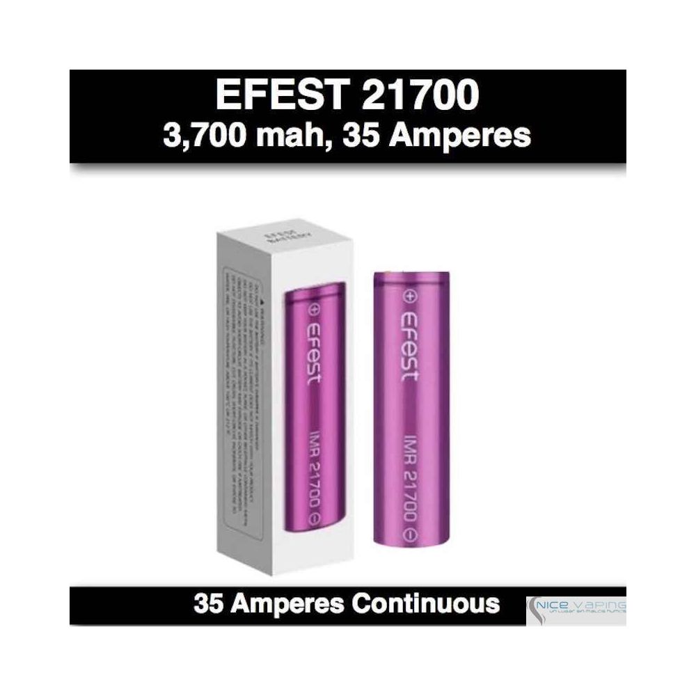 Efest 21700 IMR Flat Purple, 3,700 mah, 35 Amp Continuos