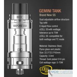 Gemini Ceramic Tank by Vaporesso - 3ml Flow Control