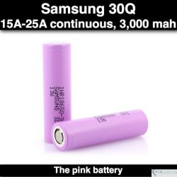 Samsung 30Q 18650 15A/25A, 3000mah, Flat